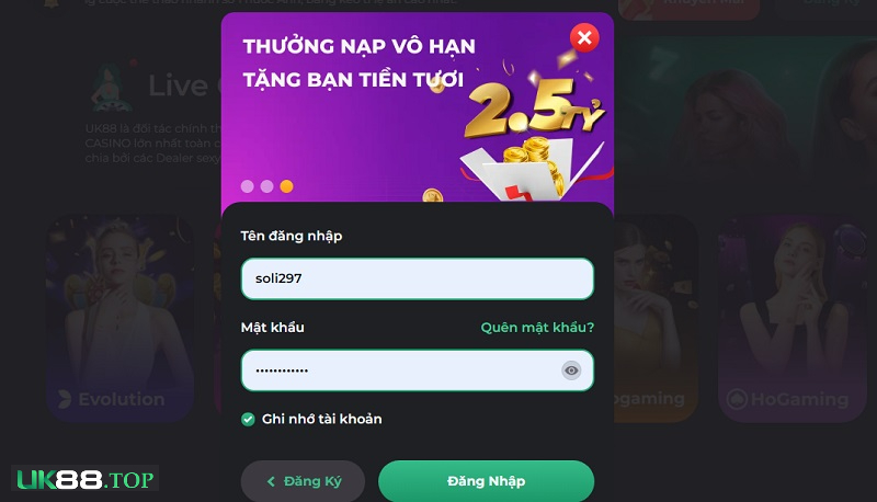 Các dạng thông tin mà người chơi cần cung cấp khi đăng nhập