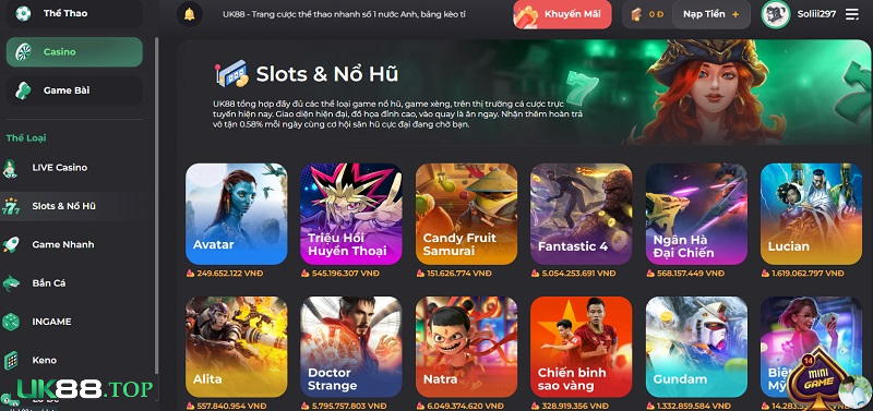 Đa dạng và đầy màu sắc là những gì mà kho game của UK88 đem lại