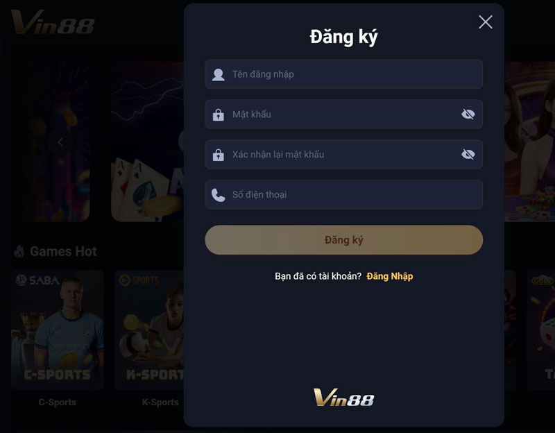 Hướng dẫn đăng ký Tại Vin88